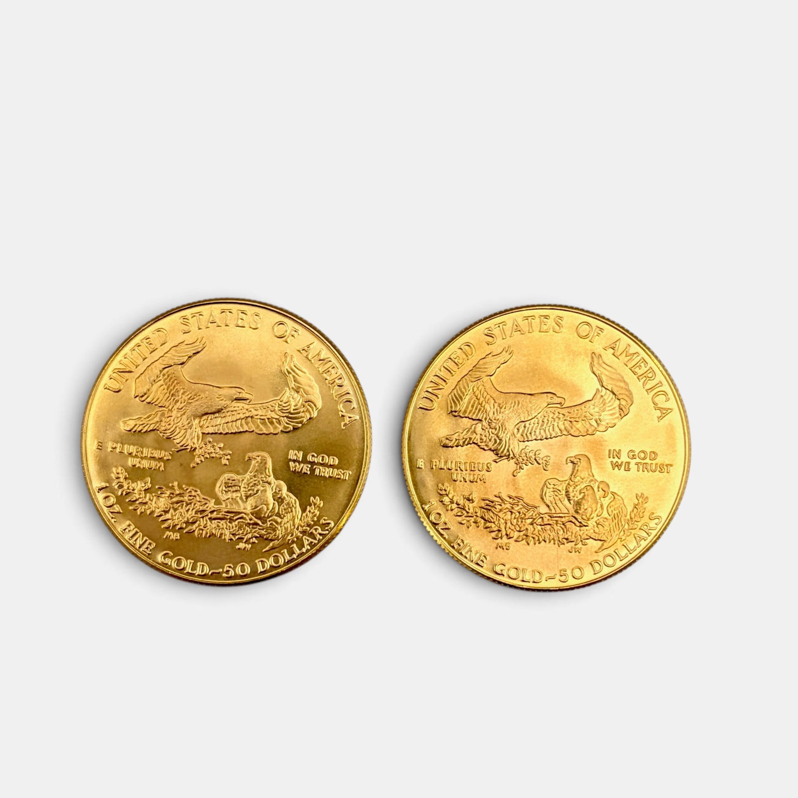 Two One Ounce Fine Gold U.S. Liberty Coins: Two one ounce fine gold liberty coins, both dated 1986.