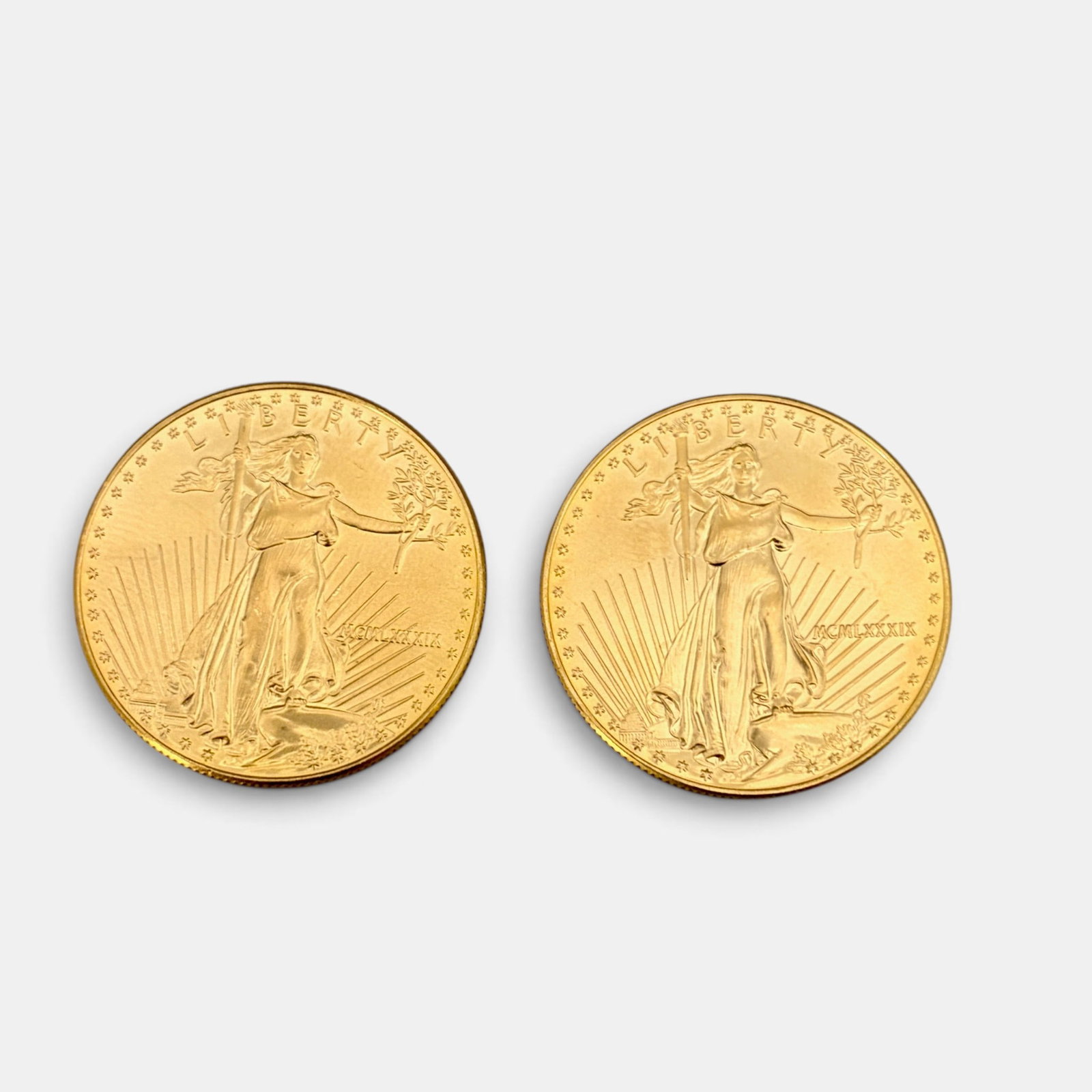 Two One Ounce Fine Gold U.S. Liberty Coins: Two one ounce fine gold liberty coins, both dated 1989.