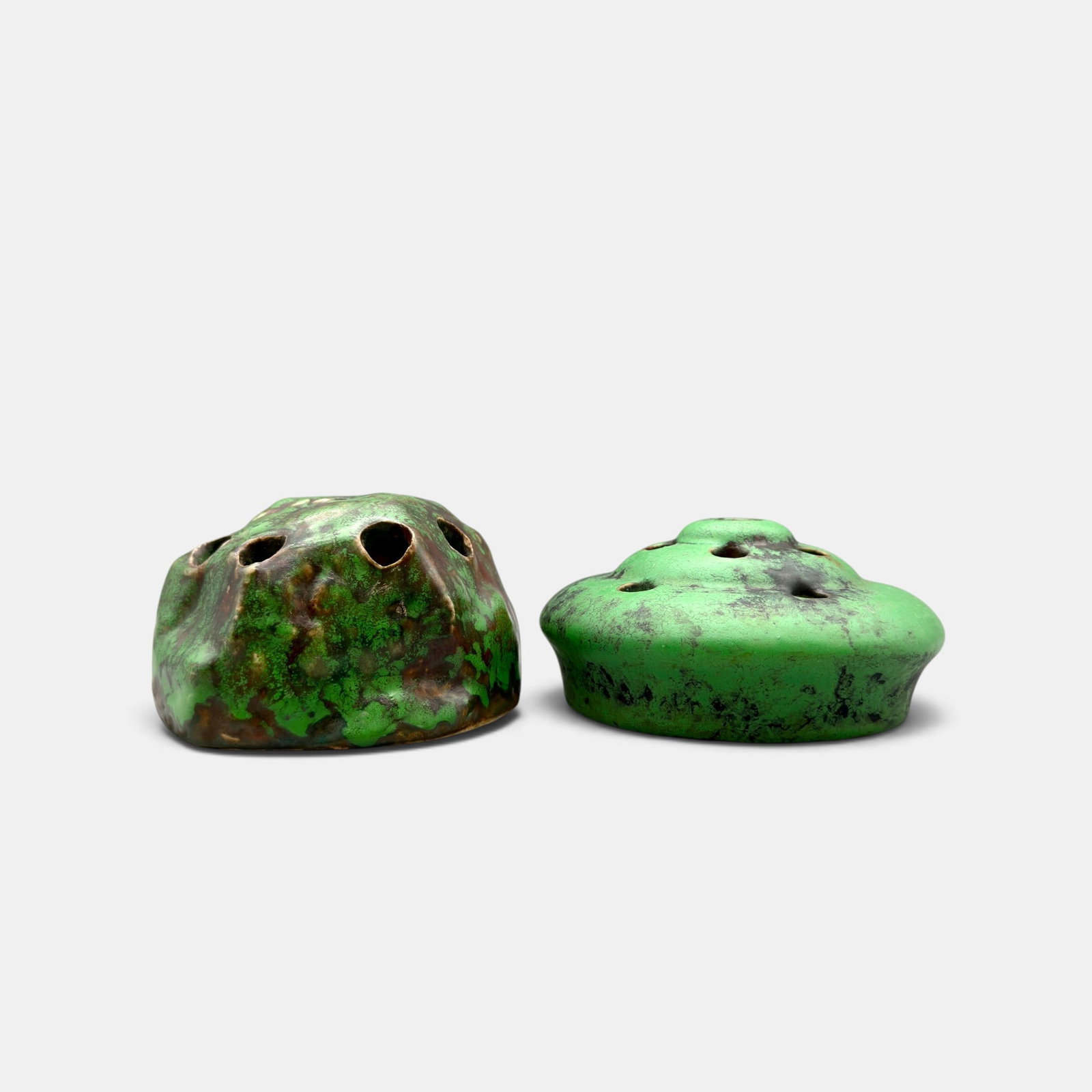 Two Weller Coppertone flower frogs (1 of 5)