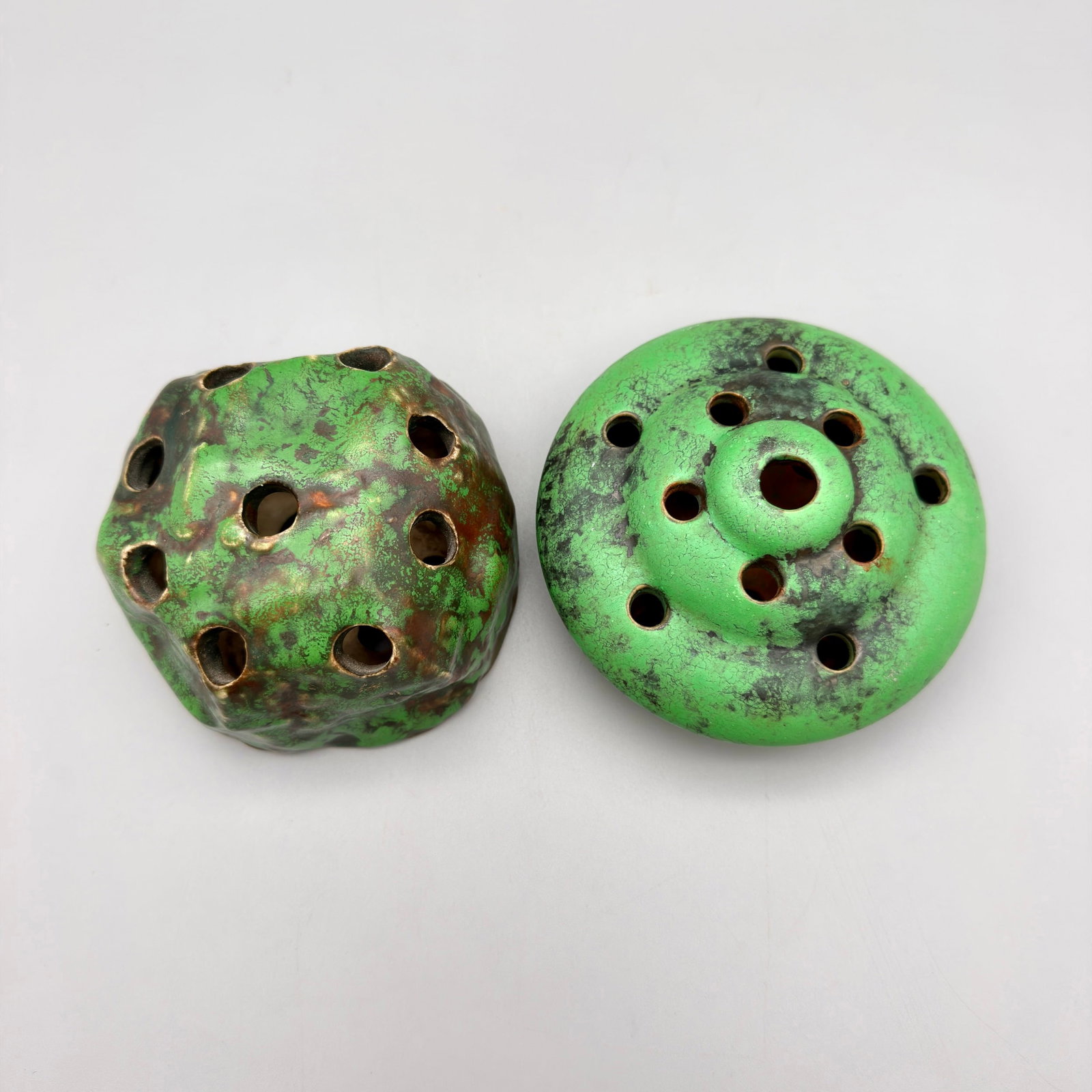 Two Weller Coppertone flower frogs - 3