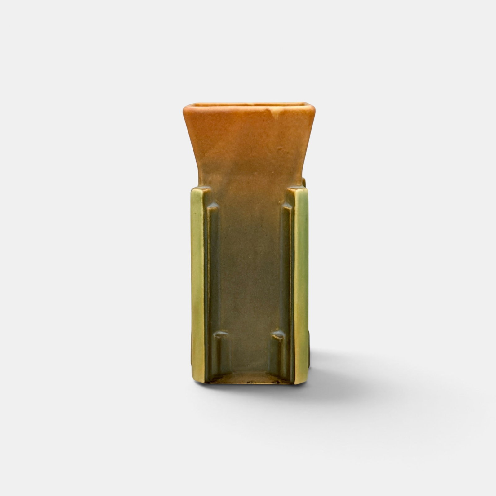 Roseville Futura "Milk Carton" shape 402-8.: Roseville Futura "Milk Carton" vase, Shape 402-8. Unmarked. Height 8 1/8 inches.