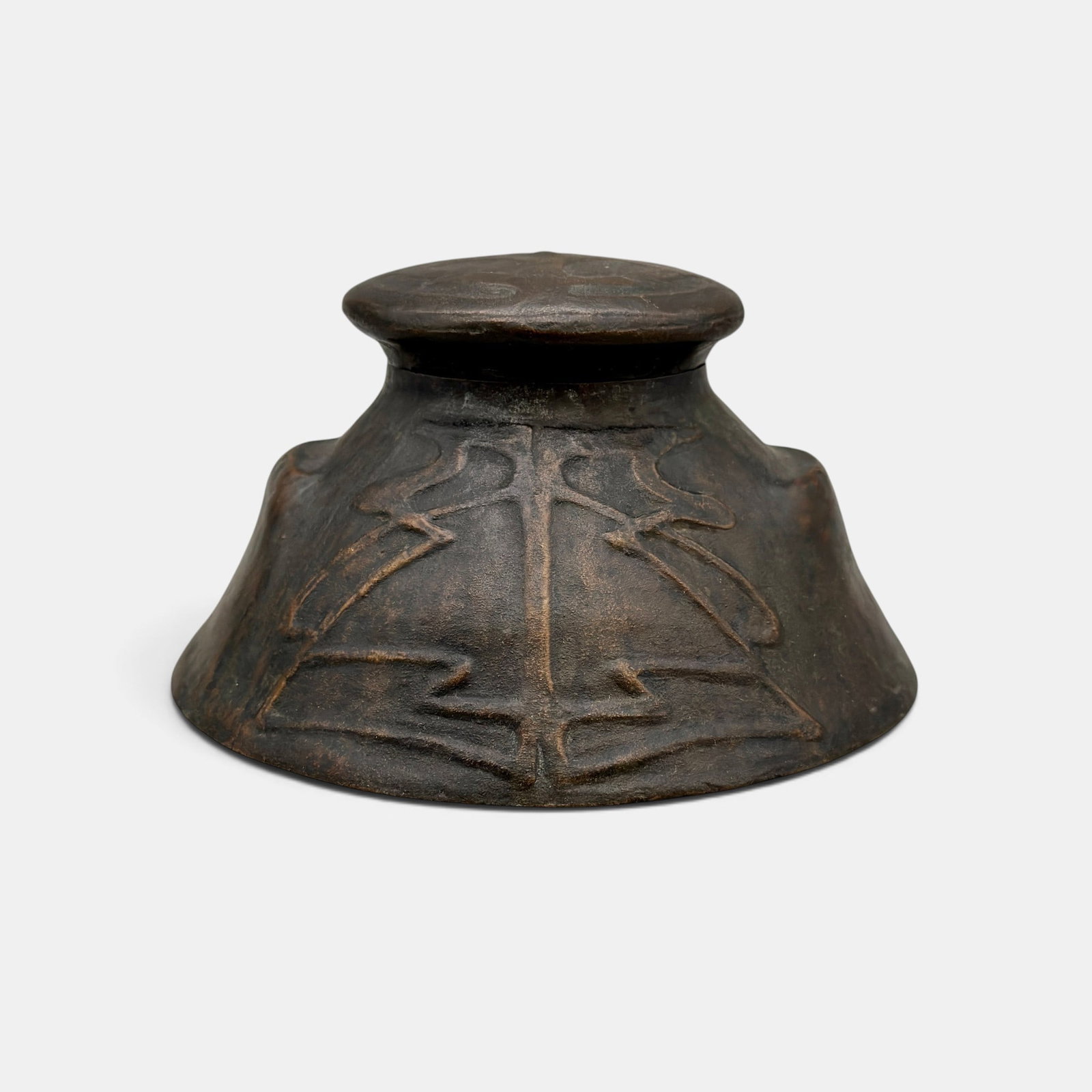 Bronze inkwell with glass insert. Unmarked. (1 of 5)