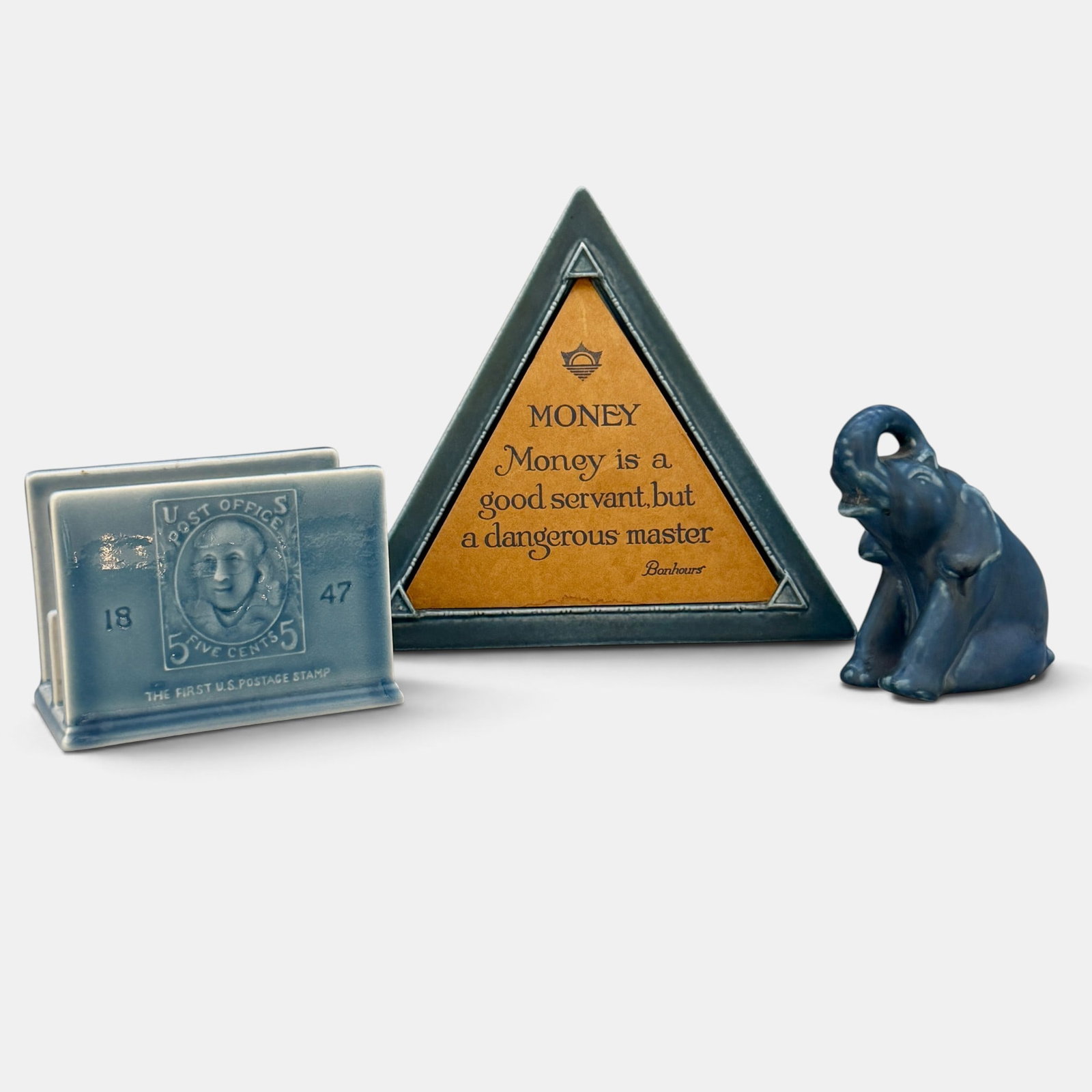 Three Rookwood blue production items. (1 of 10)