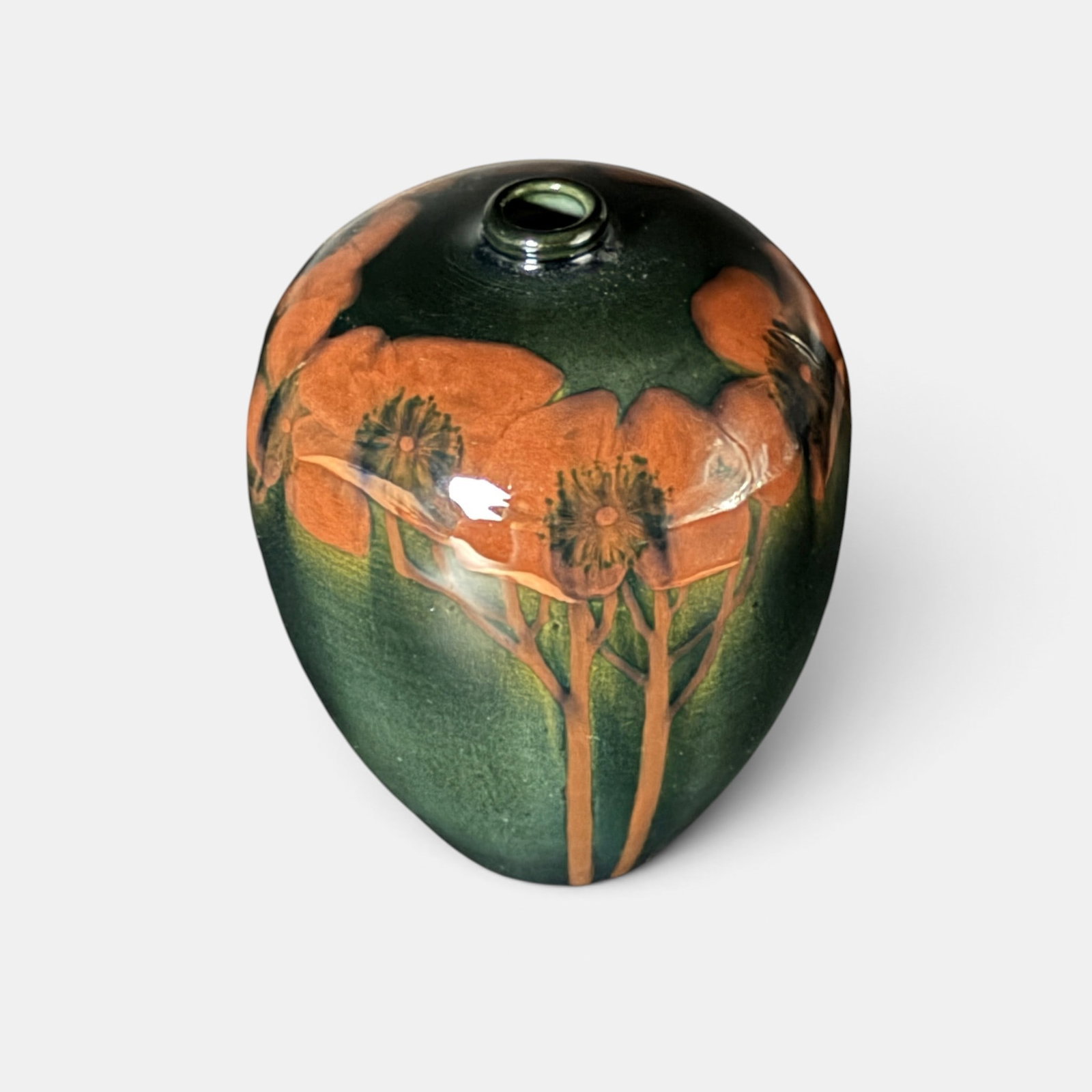 Rookwood Black Iris vase, red poppies, Sax, 1906. (1 of 4)