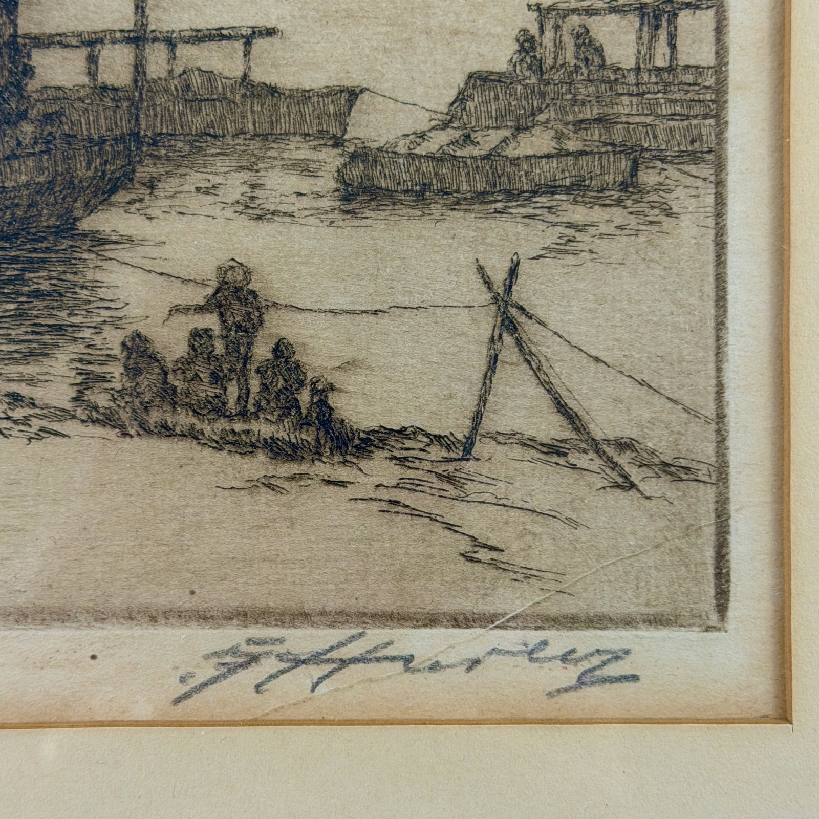 E.T. Hurley etching "Ohio River Craft" - 3