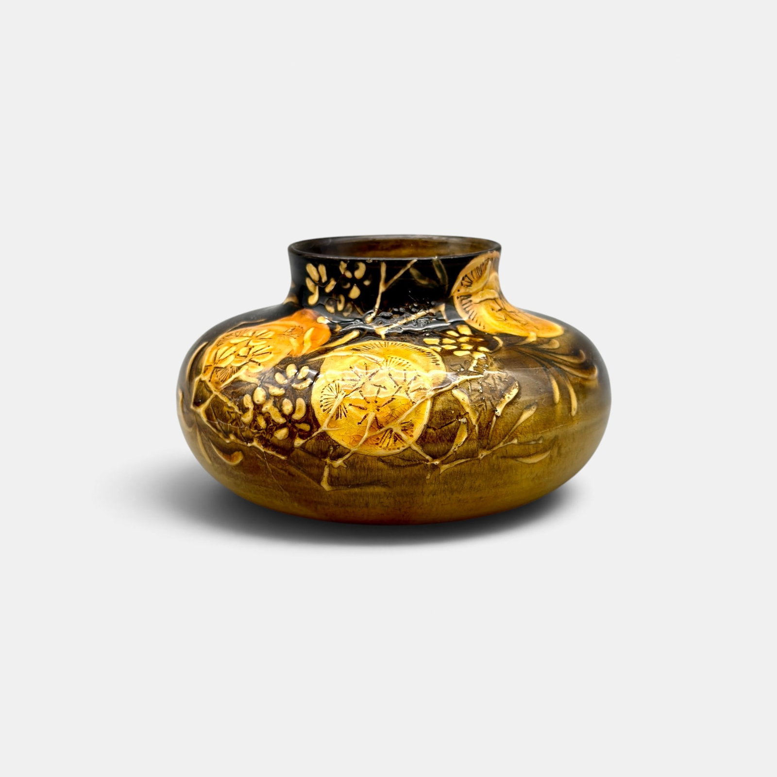Rookwood Standard glaze vase, exotic flowers. Perkins, 1887. (1 of 4)