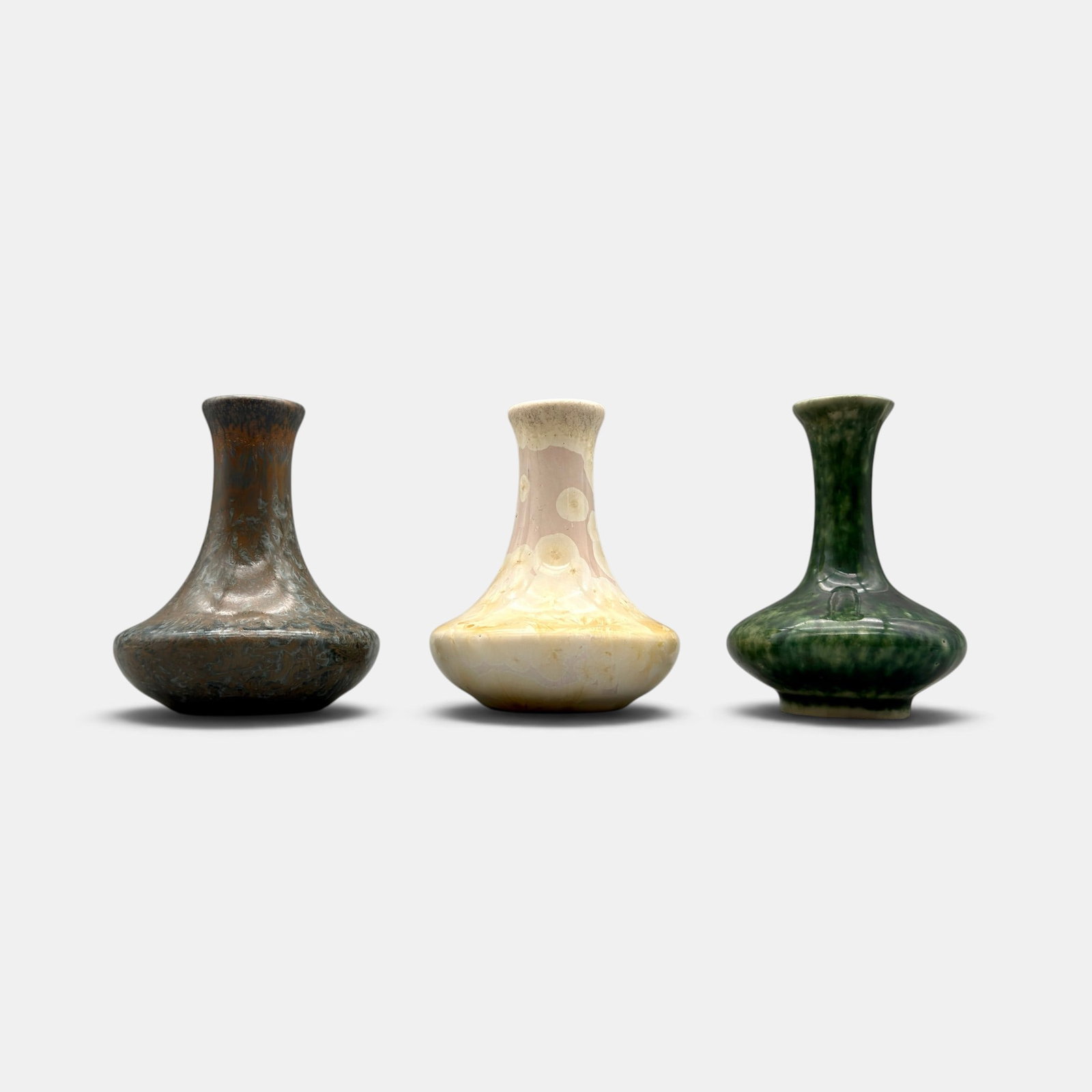 Three test glaze pieces by Harold Bopp, either for Rookwood or Kenton Hills. (1 of 7)