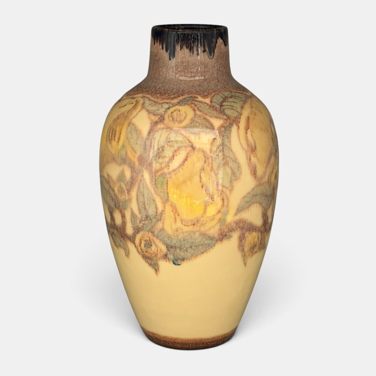 Monumental Rookwood Decorated Porcelain floral vase by Lorinda Epply in 1929. (1 of 8)