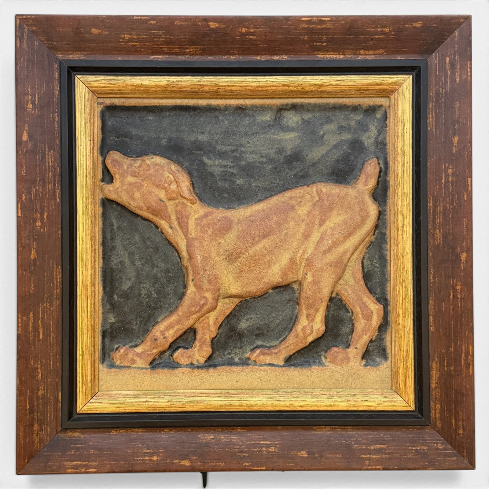Rare Rookwood Architectural tile, "Barking Puppy" (1 of 3)