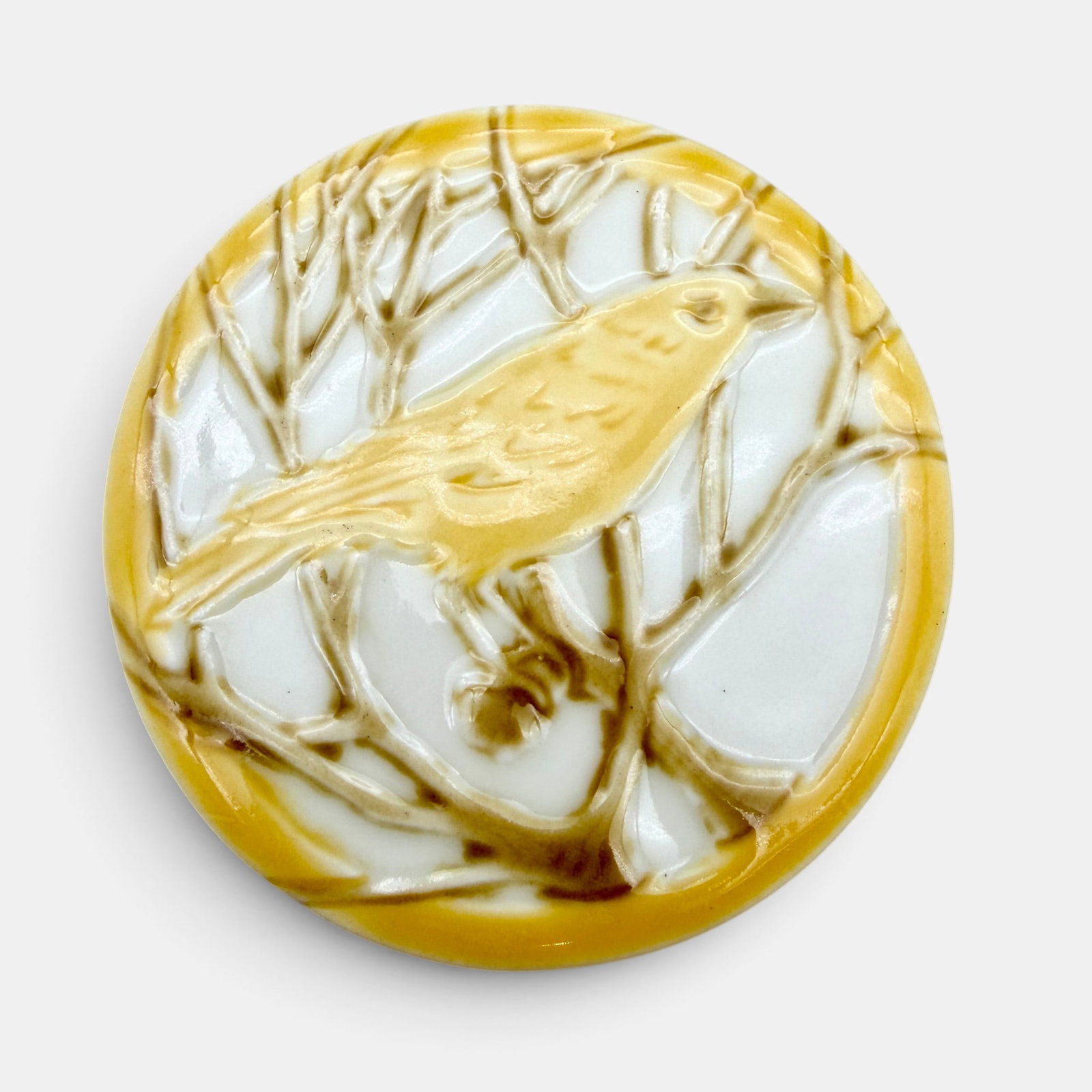 Rookwood goldfinch trivet, 1927. (1 of 3)