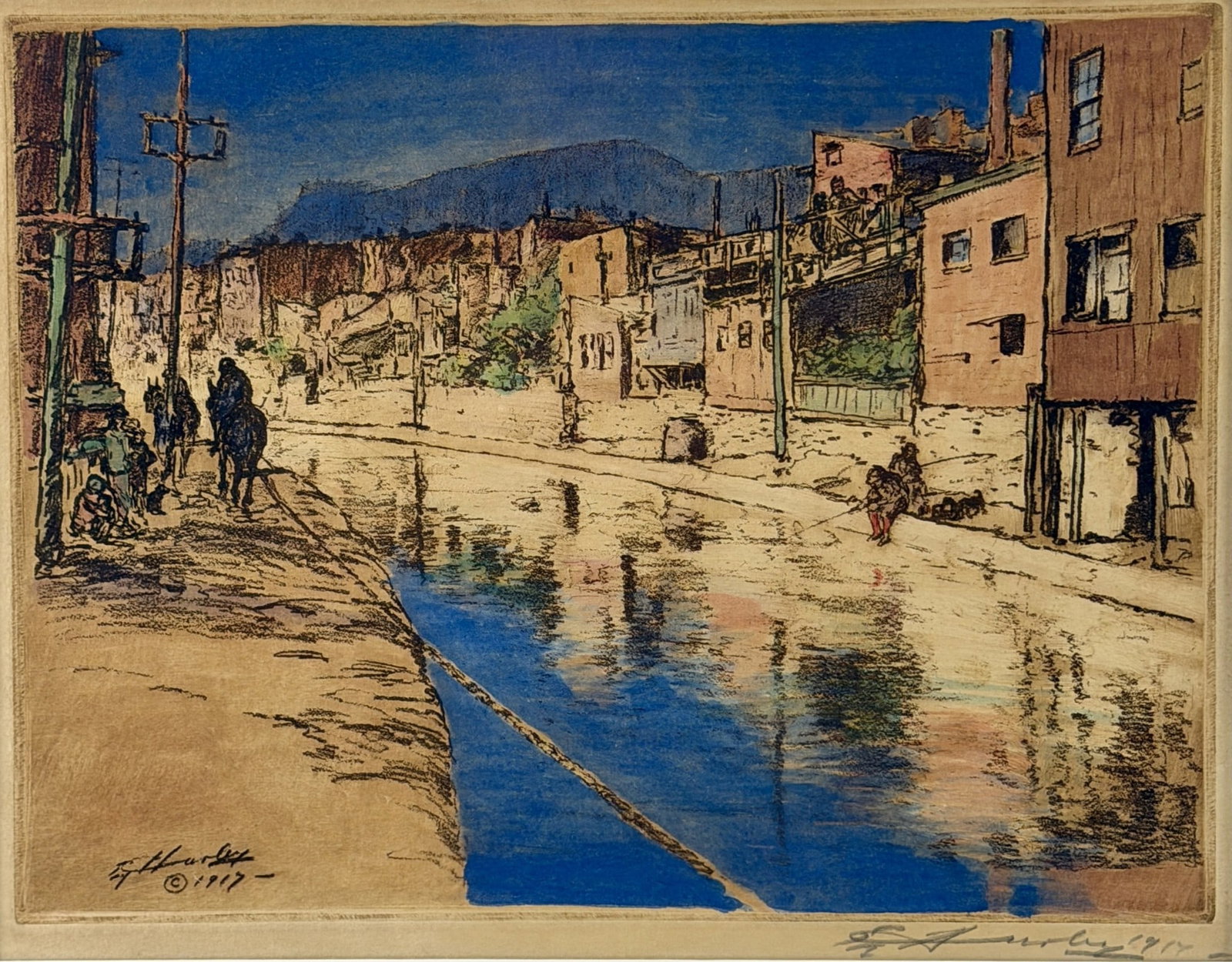 E.T. Hurley hand colored lithograph, 1917. (1 of 4)