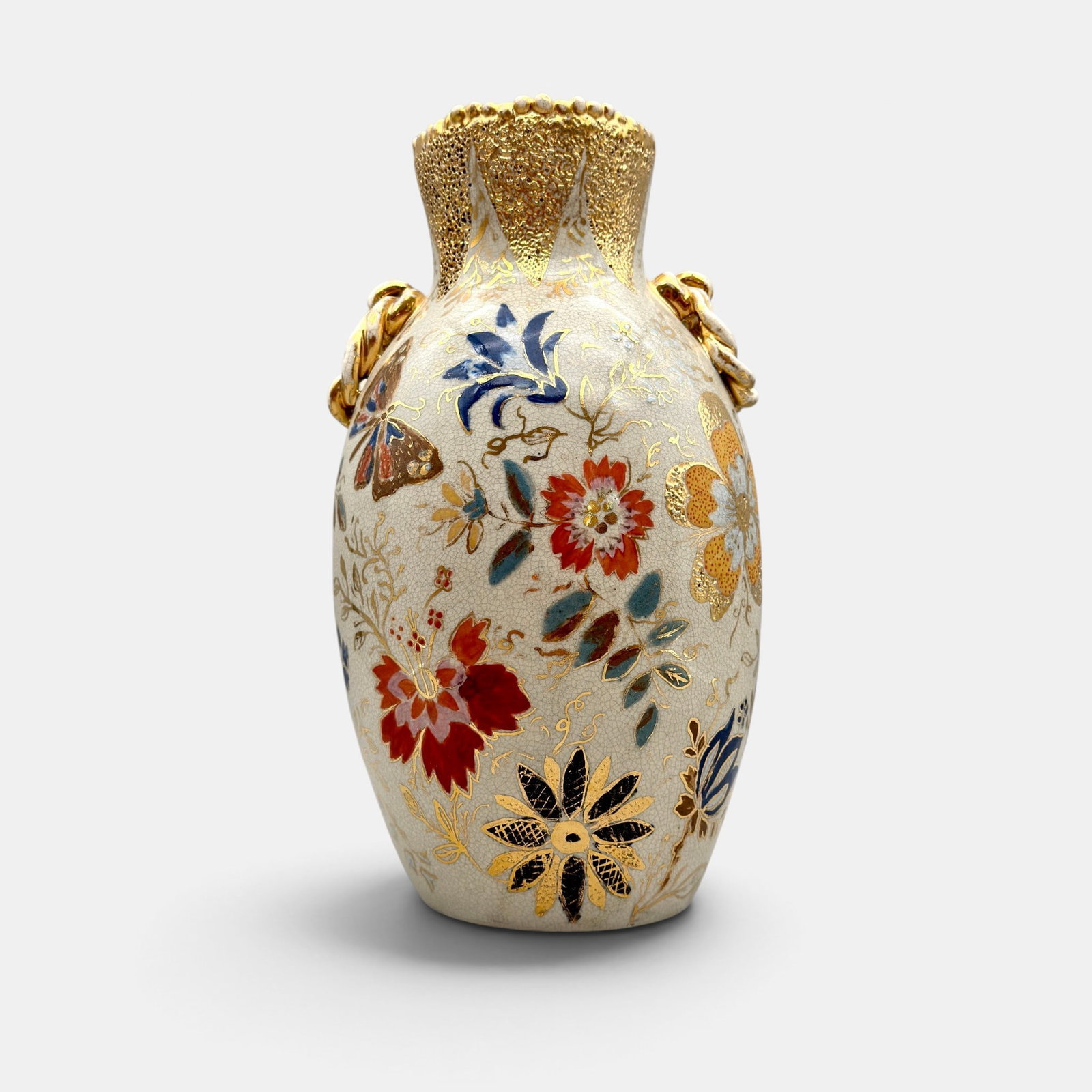William Dell or Cincinnati Art Pottery tall vase, stork. circa 1888. (1 of 4)