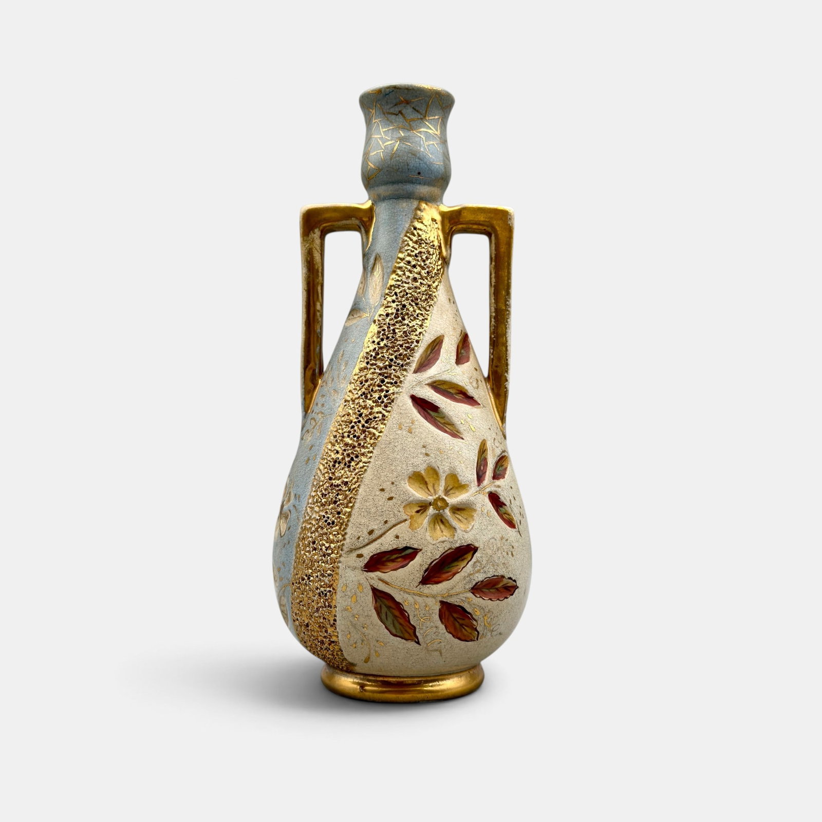 William Dell or CAP two handled vase carved flowers, 1887l (1 of 5)