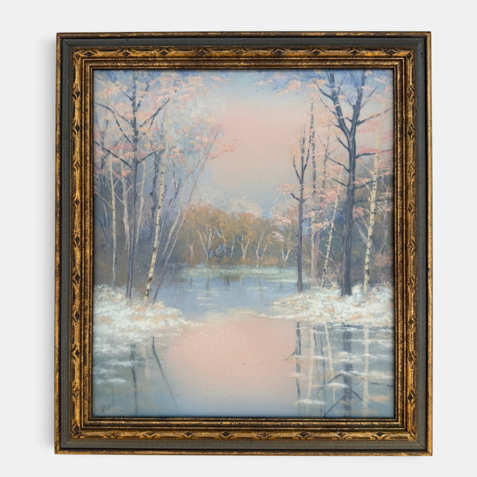 Large Rookwood plaque, Spring, Hurley, 1948, 12 by 14 inches.: Large and impressive Rookwood plaque, a spring scene with birch trees begining to leaf out, the work of E.T. Hurley in 1948. Incised ETH lower left. Impressed Rookwood logo, XLVIII and 12X14 on