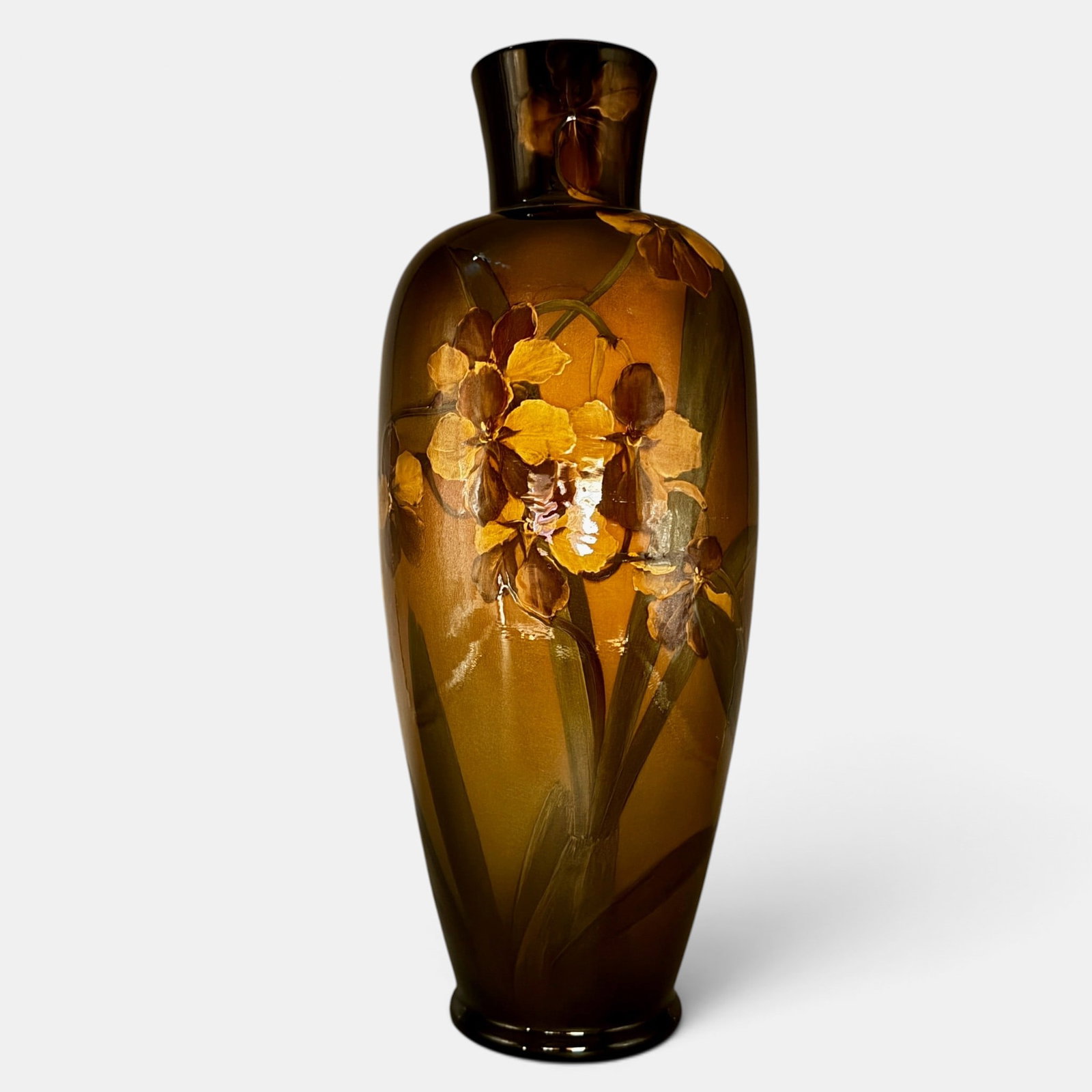 Rookwood Standard glaze vase, Orchids, Shirayamadani, 1898. (1 of 9)