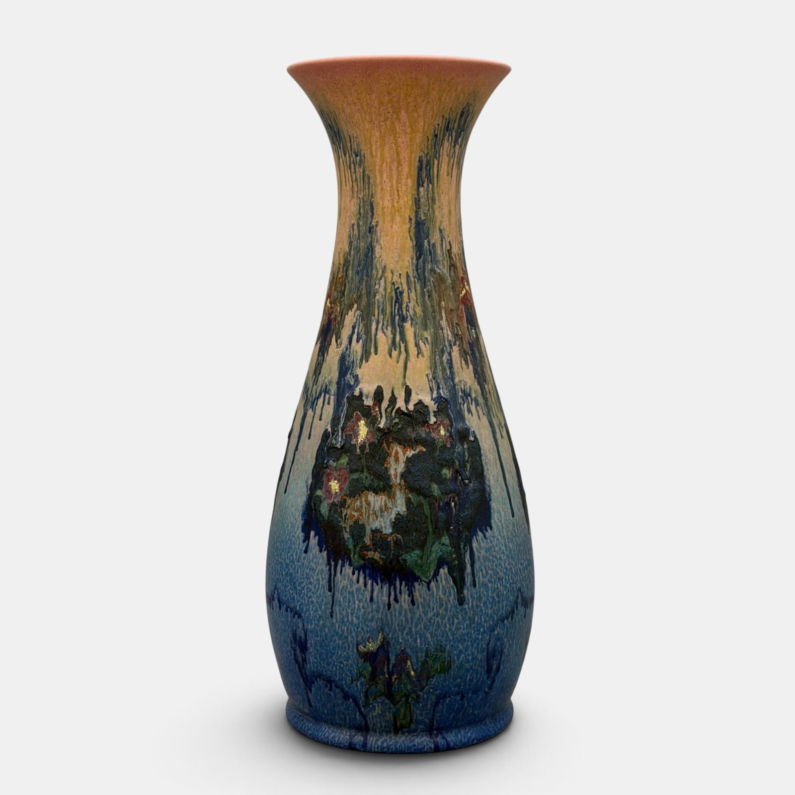 Large Rookwood Decorated Mat floor vase, Todd, abstract flowers. 1922. (1 of 10)