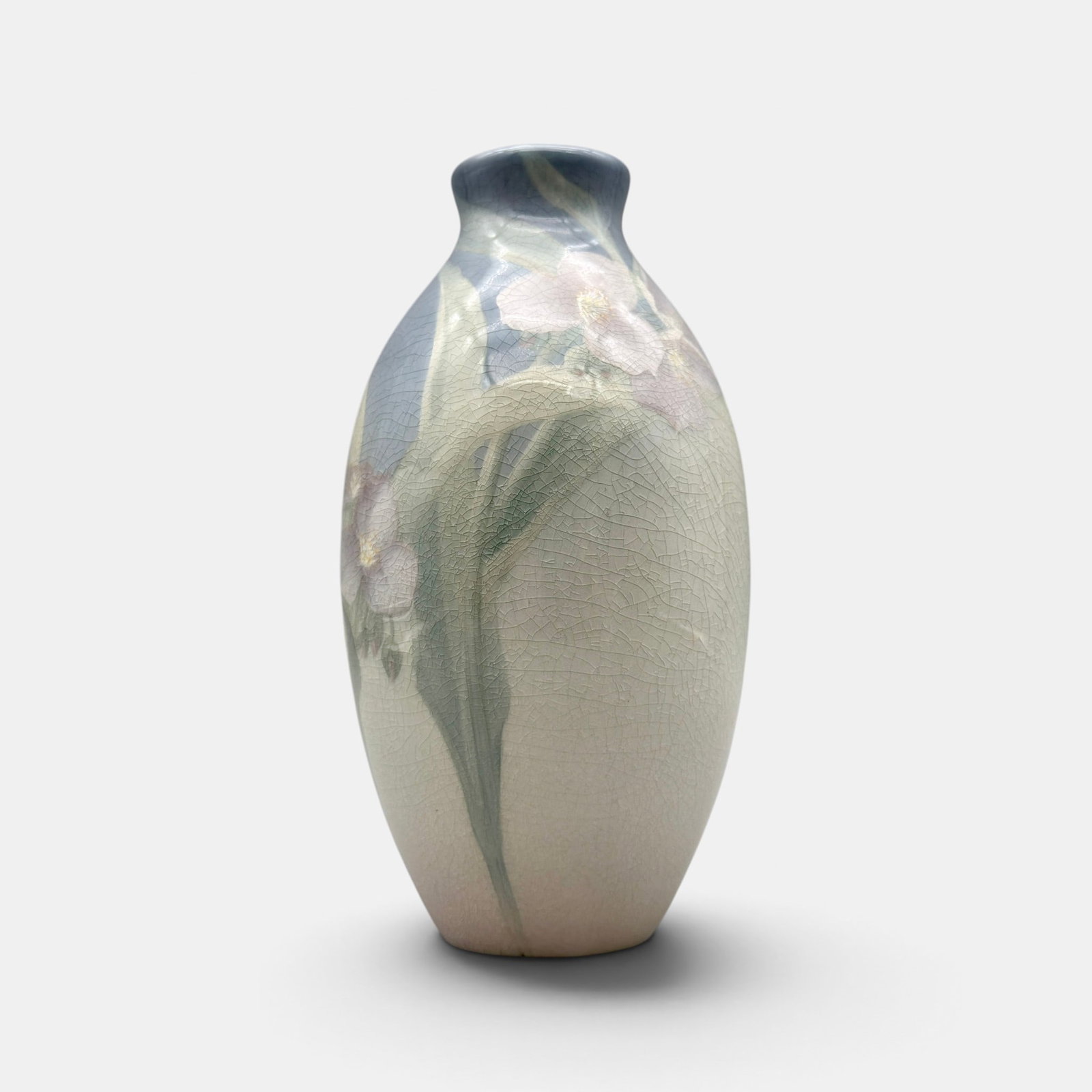 Rookwood Iris glaze vase, trilium flowers, Schmidt,1900. (1 of 4)