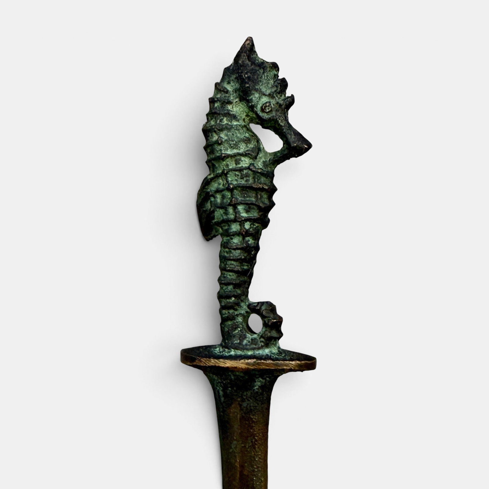 Hurley Bronze seahorse letter opener.: Hurley Bronze seahorse letter opener. Marked ETH at top of shaft. Height 8 3/4 inches.