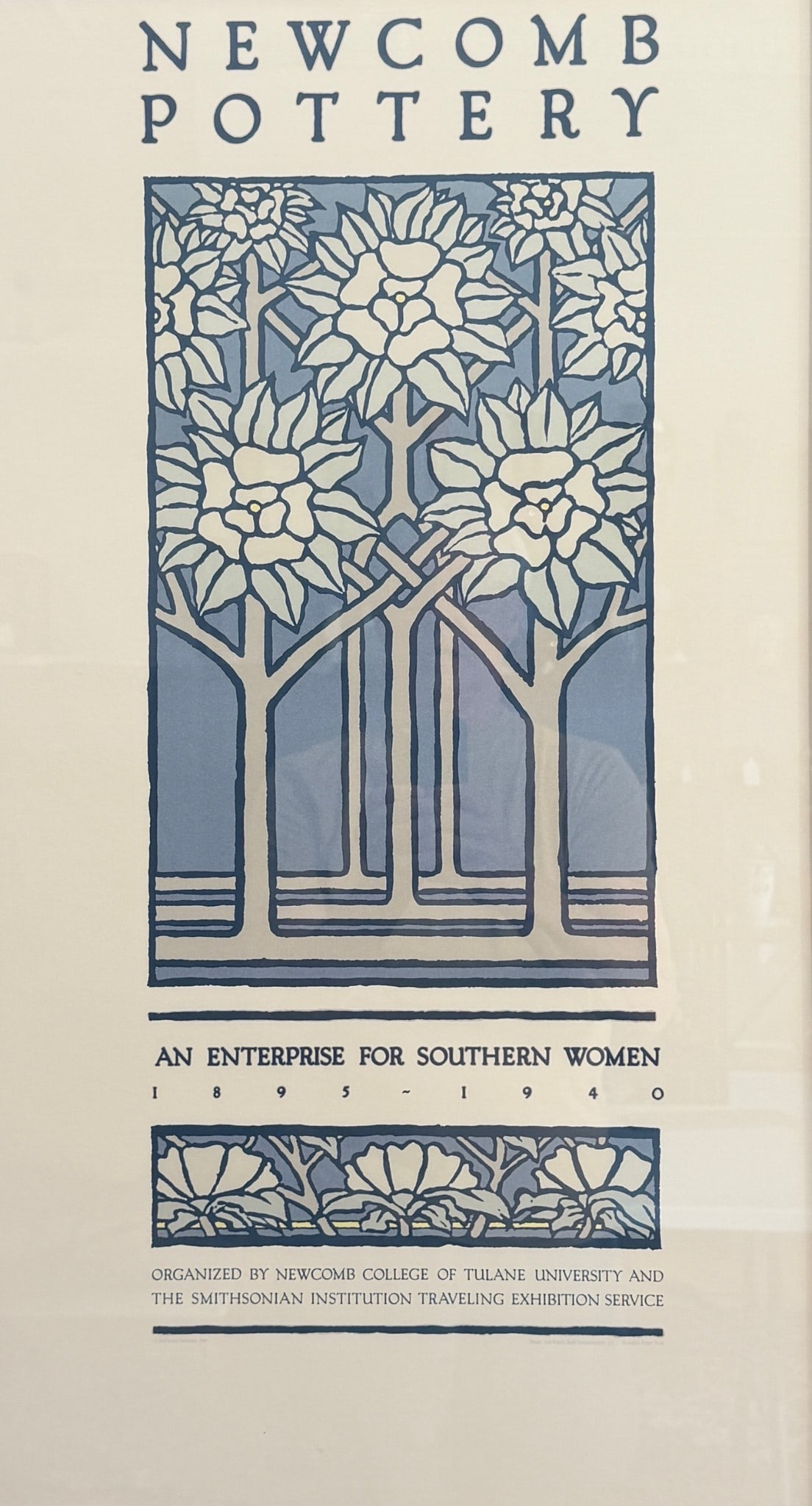 Framed Newcomb Pottery screen print. - 2