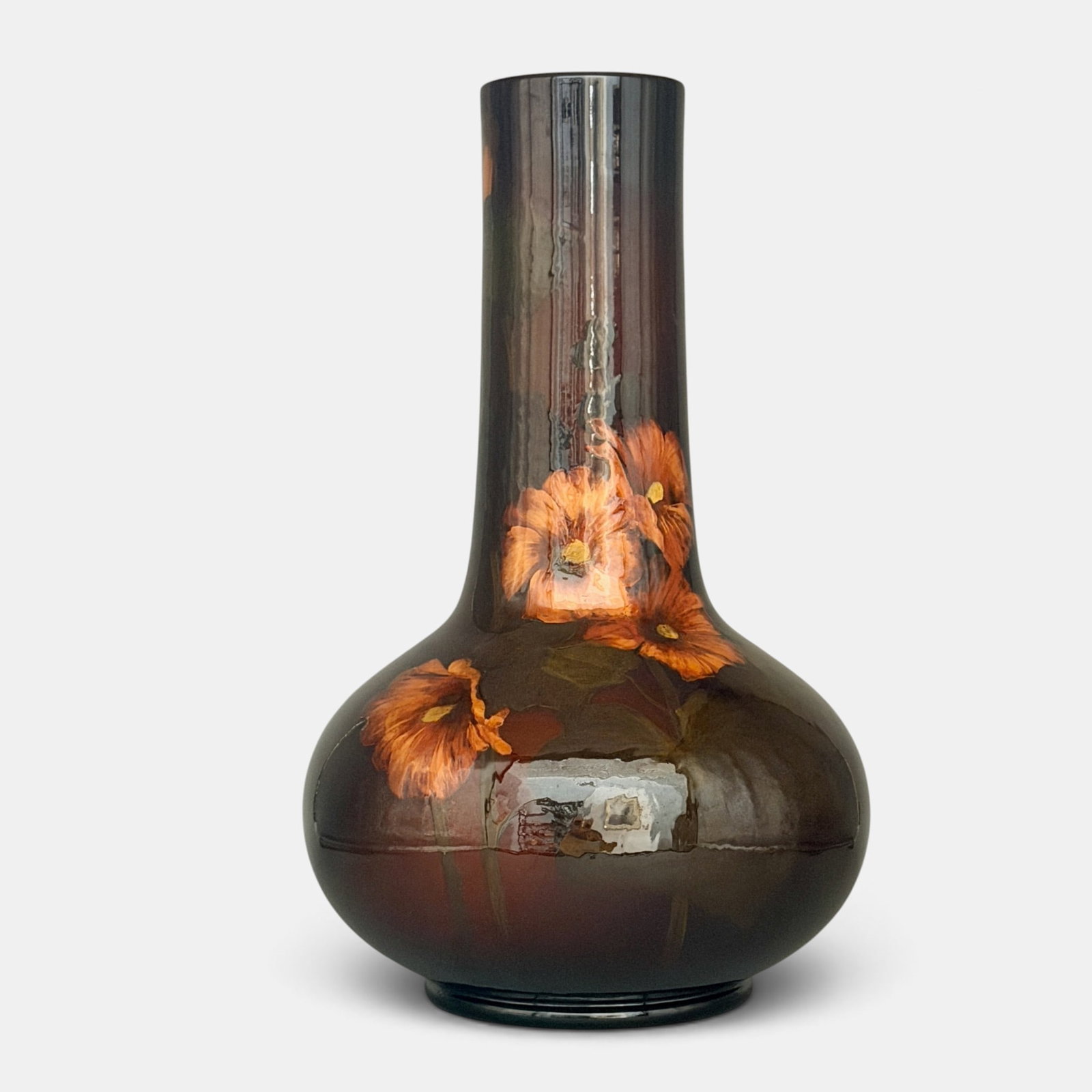 Large Rookwood Standard glaze vase, red hibiscus, Toohey, 1898. (1 of 8)
