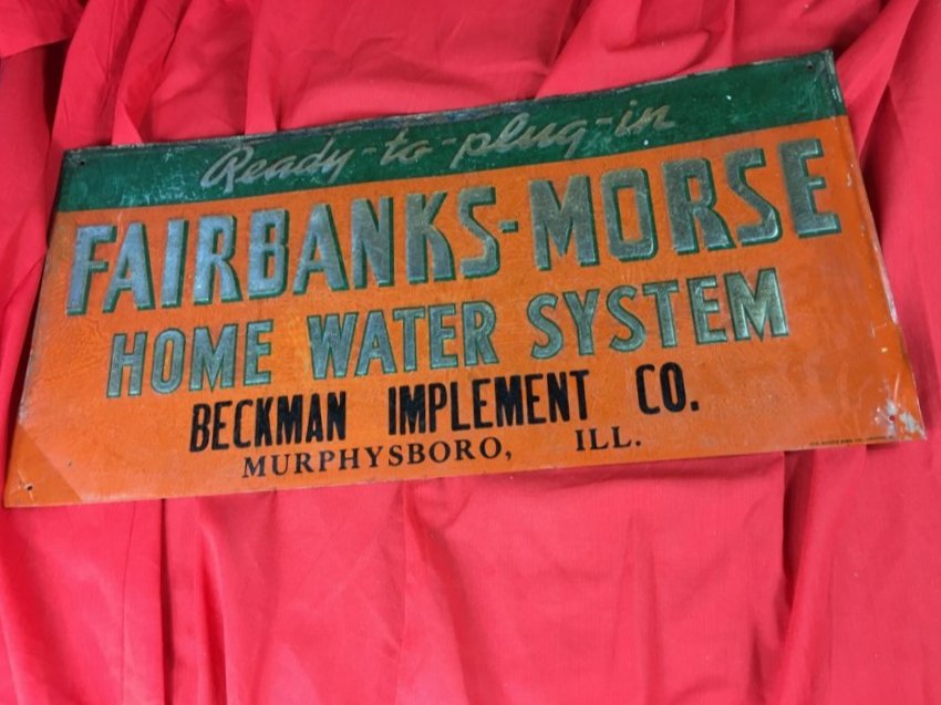 Fairbanks Morse Sign HOme water system Murhpysboro IL: sign measures 23"x11" made by the Scioto sign co , Kenton Ohio