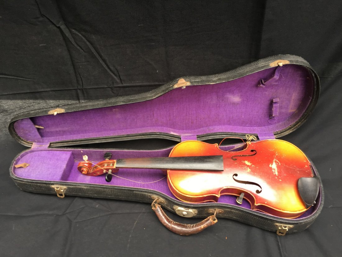 violin no 3 Facibat Anno 17: shows wear bow unmarked 22"x7"