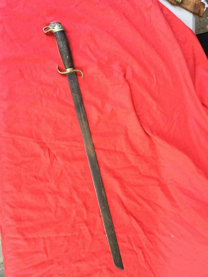 Machete Reglamentario Spanish sword: unusual "Machete Reglamentario" Used By Spanish Infantry Officers In Cuba Prior To 1898 Made by lucKhaus & Gunther Remscheid33" long