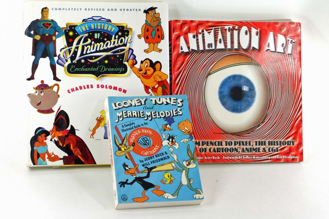 Lot of 3 Animation Books: The History of Animation by Charles Solomon, Animation Art, and Looney Tunes and Merrie Melodies by Jerry Beck and Will Friedwald