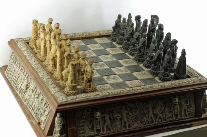 Mayan Vs Aztec Stone Chess Set In Self Aug 30 2014 Echoes Antiques Auction Gallery Inc In Ny