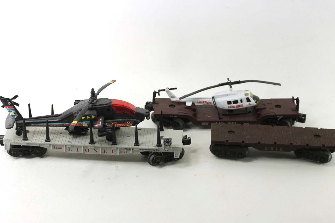 Lot of 3 O Scale Train Cars, 2 With Helicopters (1 of 4)