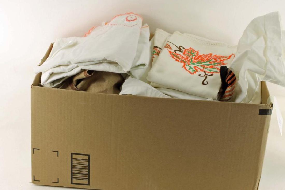 Box Lot of Linens, Some Embroidered: Box Lot of Linens, Some Embroidered