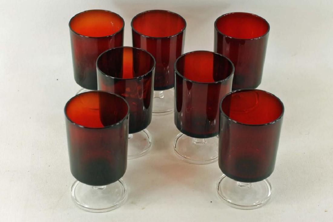 Vintage Red Footed Drinking Glasses or Barware Glasses: Vintage Red Footed Drinking Glasses or Barware Glasses