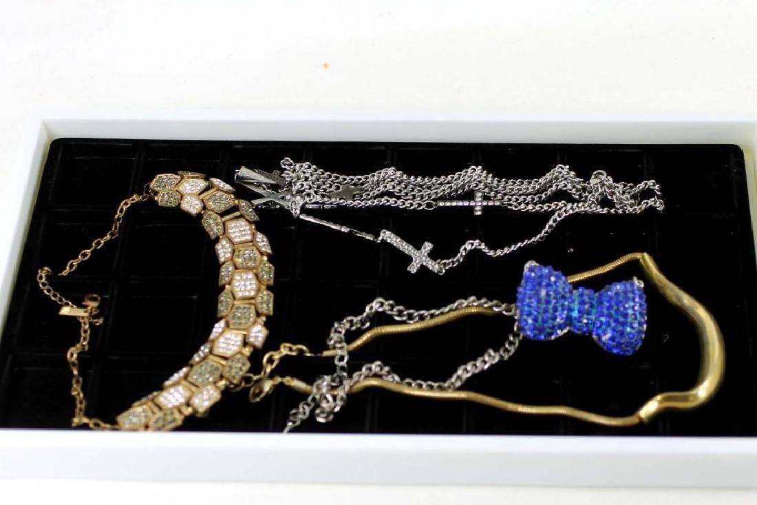 Lot of Costume Jewelry including Blue Rhinestone Bow (1 of 2)