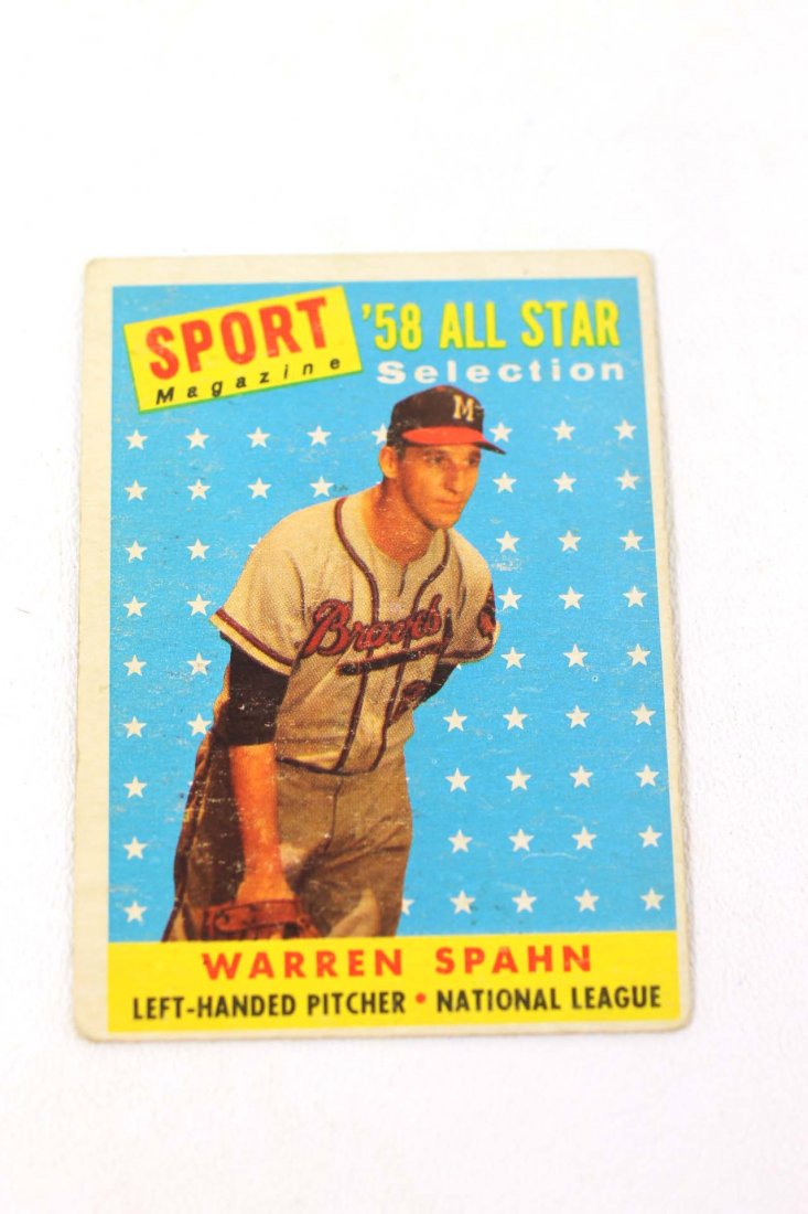 1958 Topps #494 Warren Spahn Baseball Card (1 of 2)