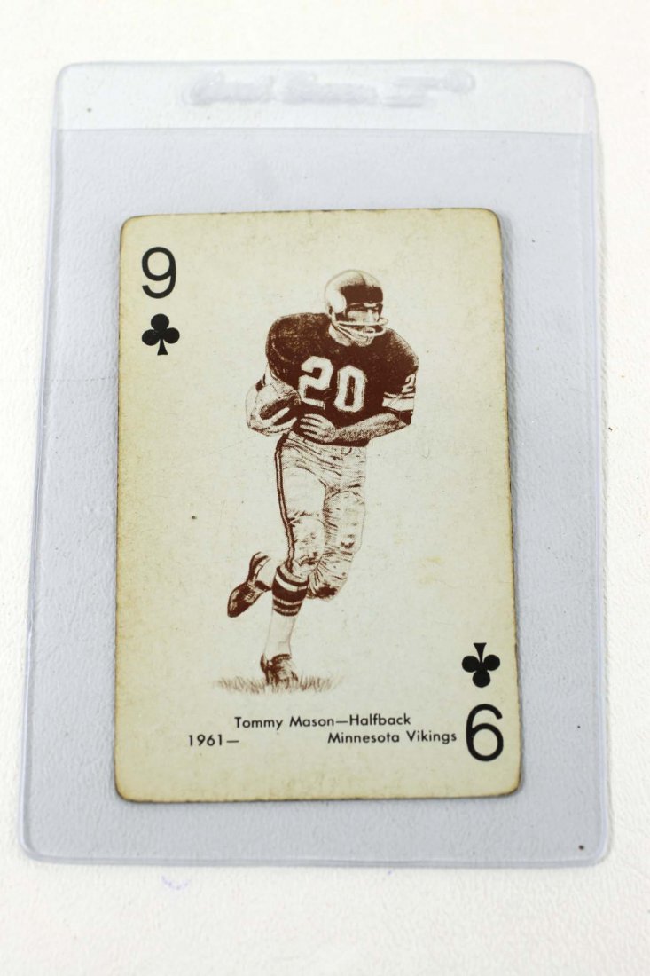 1963 Stancraft Playing Card Green Back #9C Tommy Mason: 1963 Stancraft Playing Card Green Back 9C Tommy Mason 9 of clubs