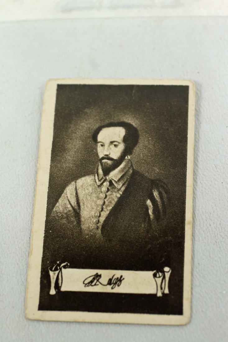 Sir Walter Raleigh Tobacco Card: Sir Walter Raleigh Tobacco Card No 16 in the Celebrities and their Autographs series from Nocolas Sarony & Co Cigarette Specialists
