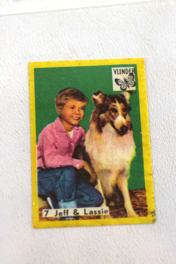 Vlinder Matches Film TV and Music Stars Jeff and Lassie: Vlinder Matchbook cover card 7 Jeff & Lassie the collie dog