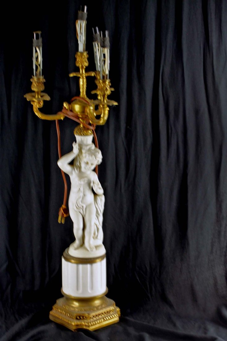 Bisque Figural Table Lamp Sculpture or Statue of a Boy (1 of 3)