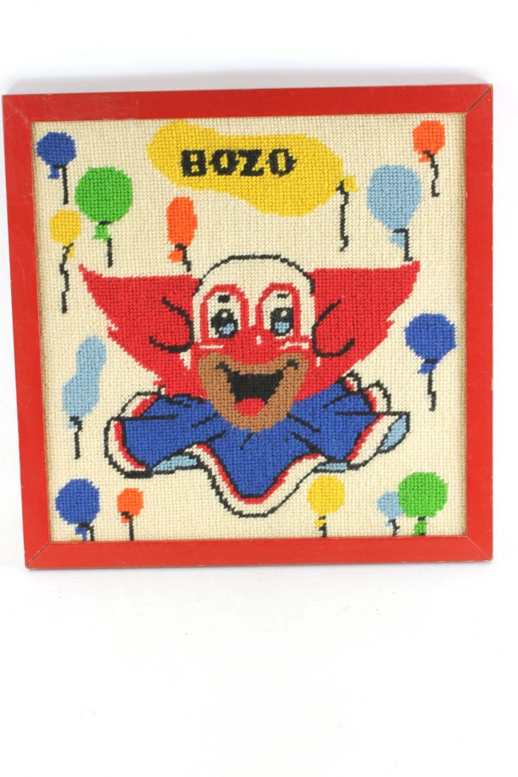 Bozo the Clown Framed Needlepoint (1 of 1)