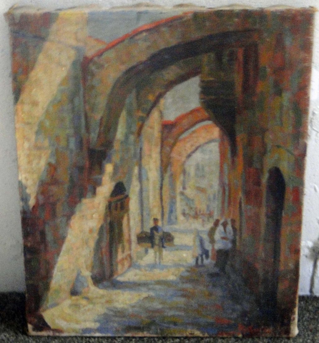 Ketcham Unframed Oil on Canvas European Street Scene (1 of 2)