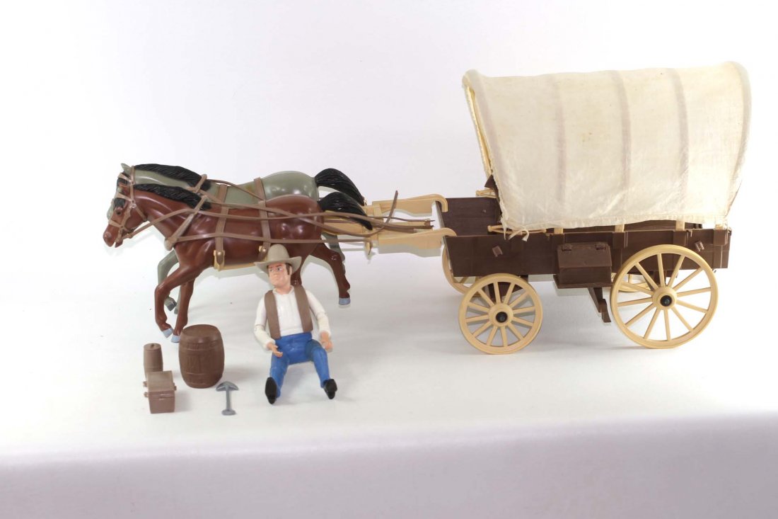 Vintage Toy Bonanza Covered Wagon with Hoss Action Figu: Vintage Toy Bonanza Covered Wagon with Hoss Action Figure