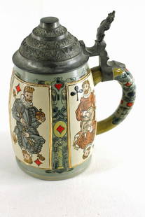 German Beer Stein or Tankard with Card Suits Ges Gesch: German Beer Stein or Tankard with Card Suits Ges Gesch