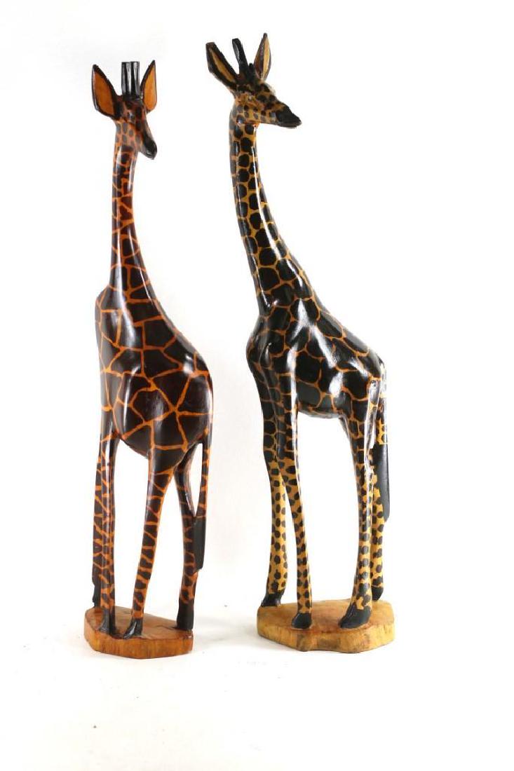 2 Carved Wooden Giraffe Statues (1 of 3)