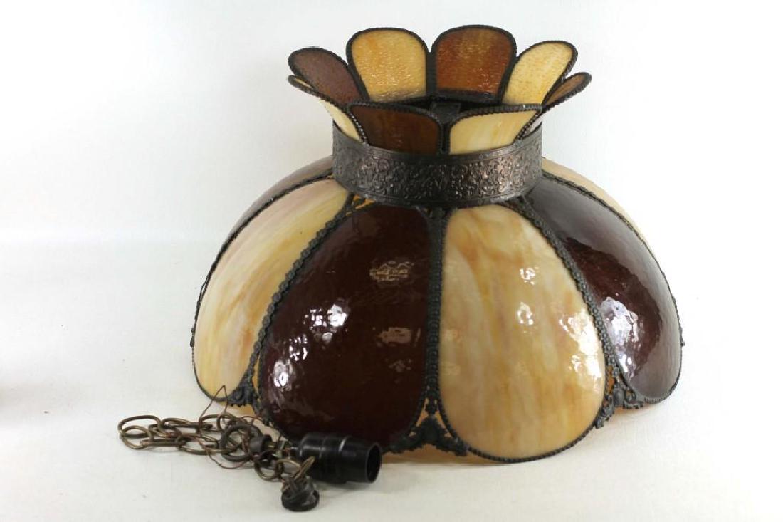 Stained Glass Hanging Light or Lamp in Brown: Stained Glass Hanging Light or Lamp in Brown. Sometimes also called a swag lamp.