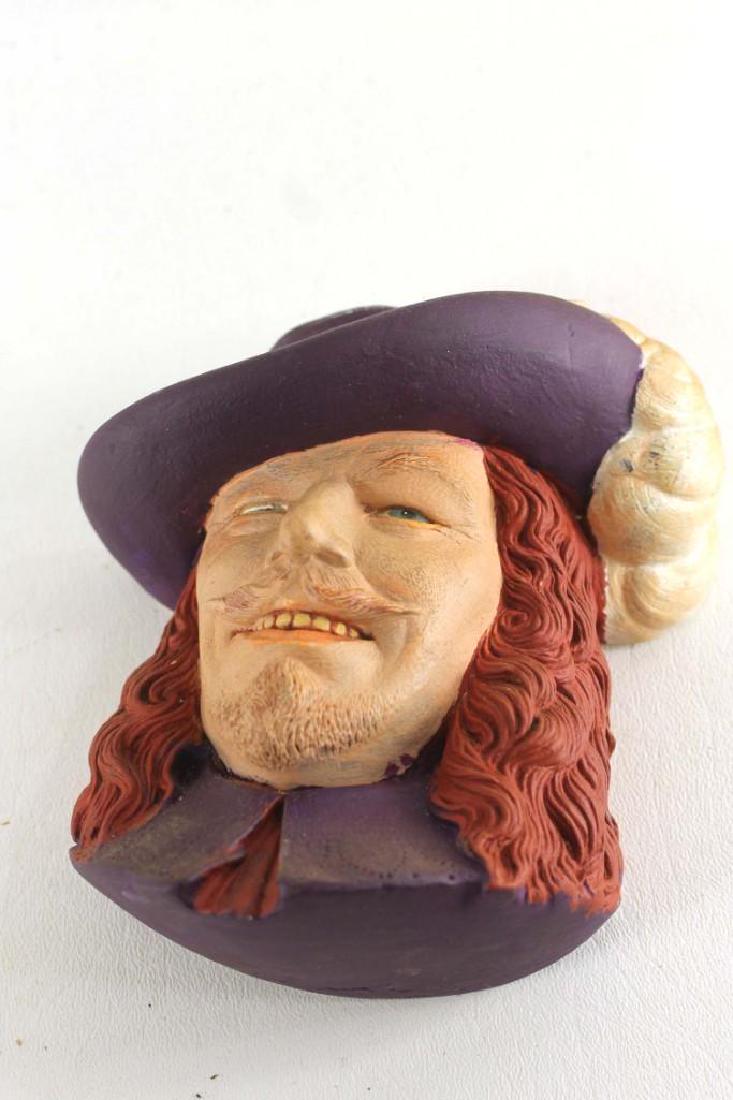 Vintage Chalkware Head with Feather Hat Wall Hanging (1 of 3)