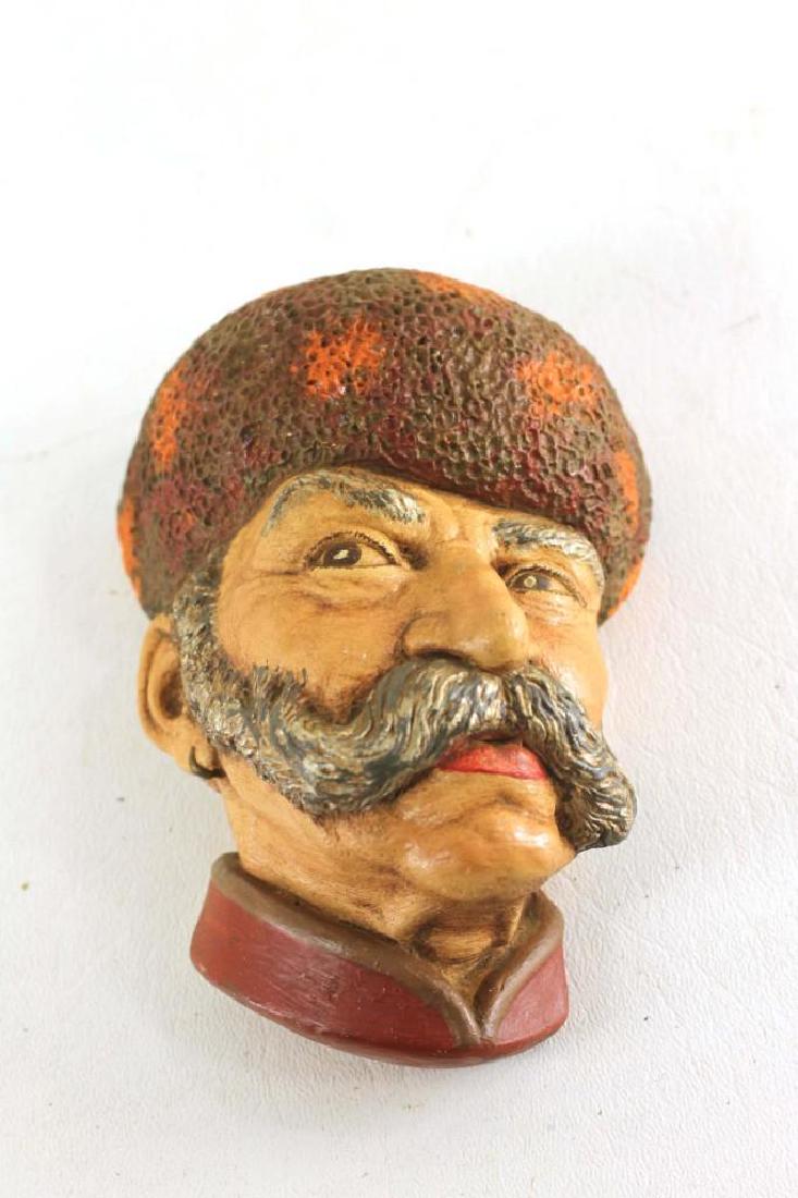 Vintage Chalkware Head Wall Hanging Man with a Mustache (1 of 2)