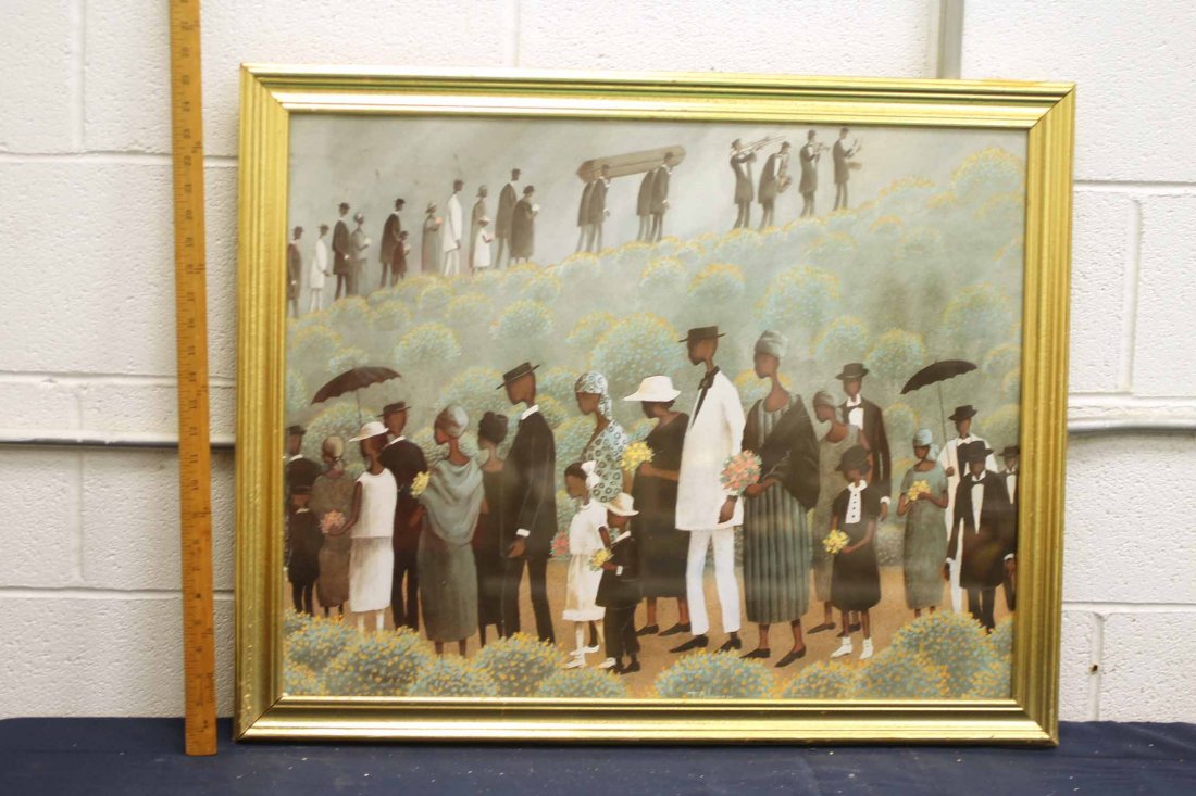 Framed Offset Lithograph of African American Funeral (1 of 4)