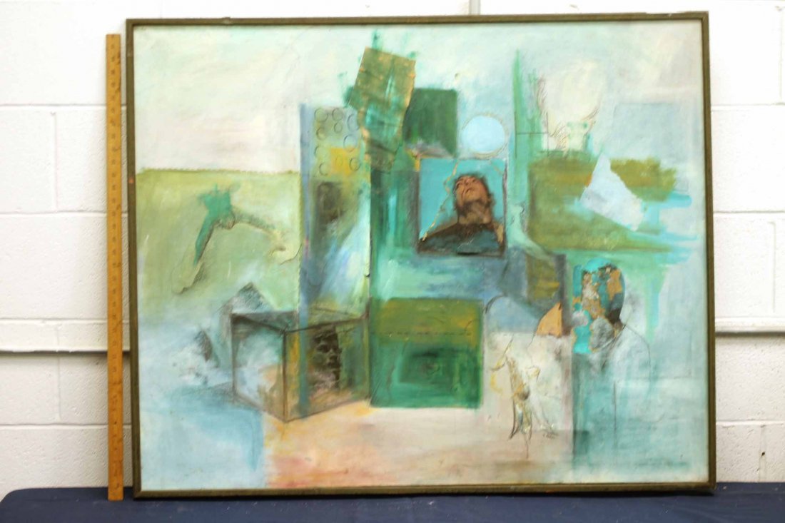 Framed Mixed Media Collage Contemporary Abstract Scene (1 of 8)