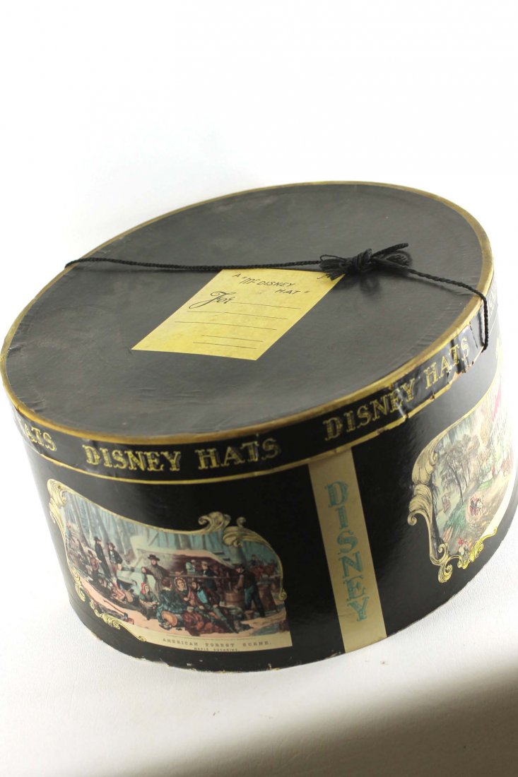 Vintage Disney Hat Box: Vintage Disney Hat Box. Says "Disney Hats" on the edge of the lid.