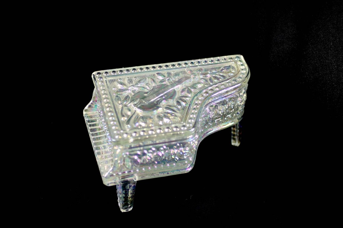 Vintage Carnival Glass Piano Trinket Box: Vintage Carnival Glass Piano Trinket Box